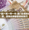 澳门一码一肖一特一中-澳门彩民的独门秘籍，揭秘的神秘密码和技巧
