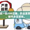 管家婆一笑一码100正确，职业素养不容忽视，细节决定成败。