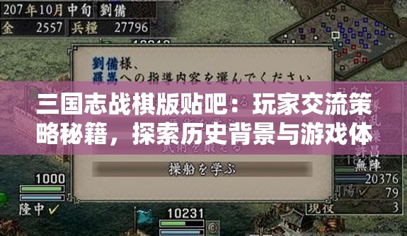 三国志战棋版贴吧：玩家交流策略秘籍，探索历史背景与游戏体验之间的完美融合