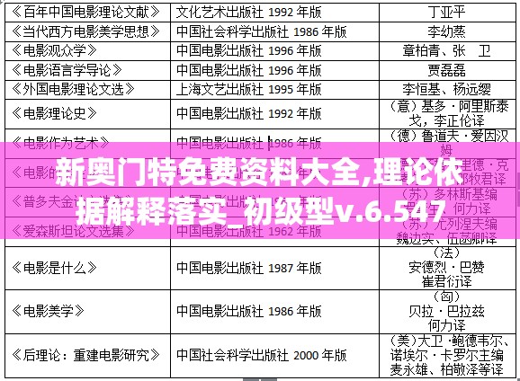 新奥门特免费资料大全,理论依据解释落实_初级型v.6.547