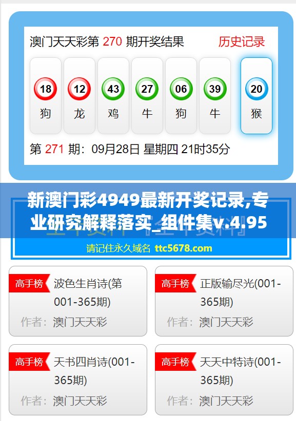 新澳门彩4949最新开奖记录,专业研究解释落实_组件集v.4.950