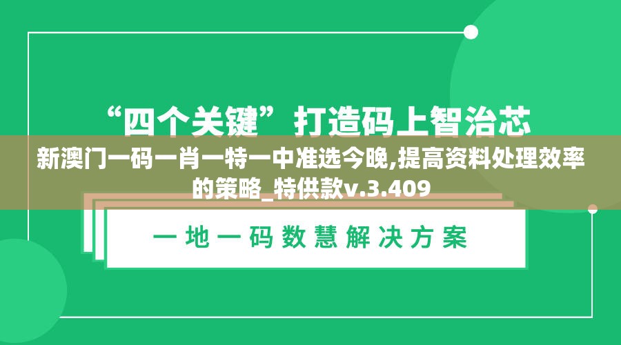 新澳门一码一肖一特一中准选今晚,提高资料处理效率的策略_特供款v.3.409