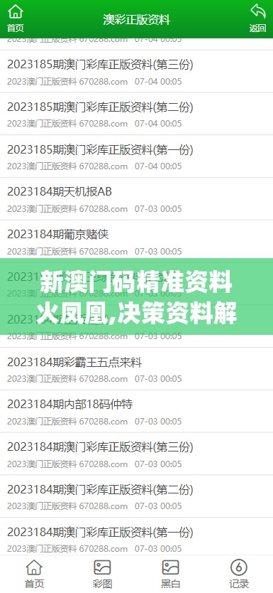 新澳门码精准资料火凤凰,决策资料解释落实_客户版.3.595