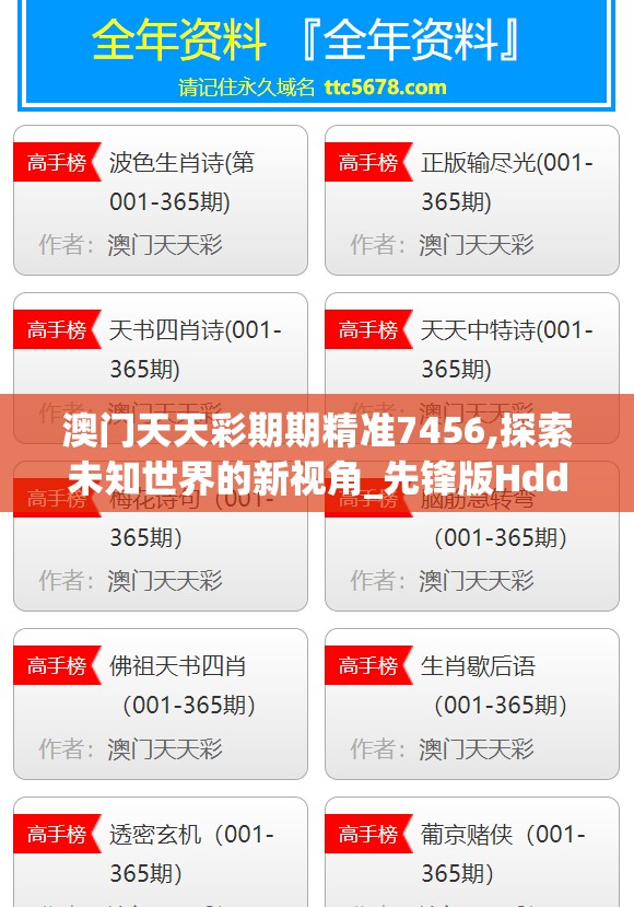 澳门天天彩期期精准7456,探索未知世界的新视角_先锋版Hdd.5.597