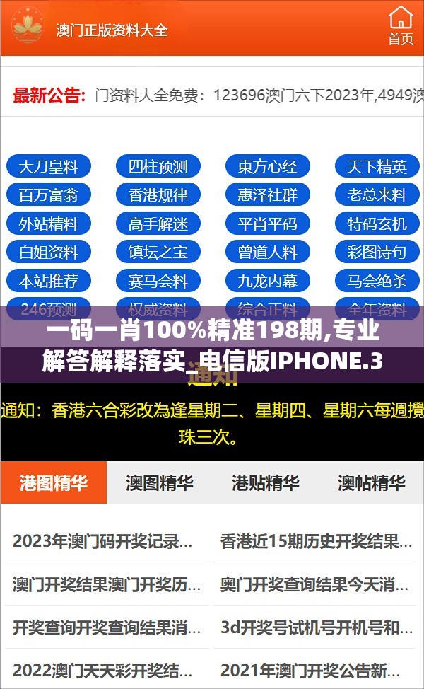 一码一肖100%精准198期,专业解答解释落实_电信版IPHONE.3.94