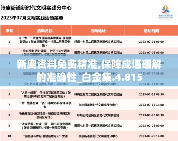 新奥资料免费精准,保障成语理解的准确性_白金集.4.815