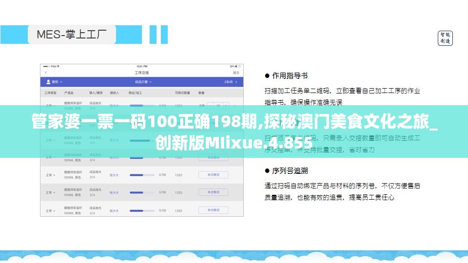 管家婆一票一码100正确198期,探秘澳门美食文化之旅_创新版MIixue.4.855