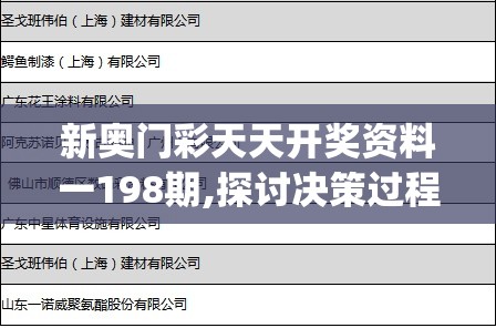 新奥门彩天天开奖资料一198期,探讨决策过程中资料的重要性_证券版.0.545
