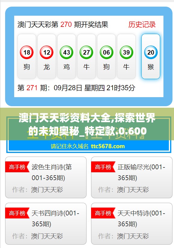 澳门天天彩资料大全,探索世界的未知奥秘_特定款.0.600