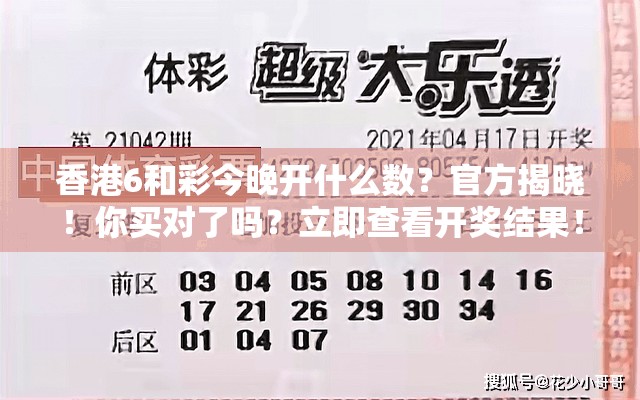 香港6和彩今晚开什么数？官方揭晓！你买对了吗？立即查看开奖结果！