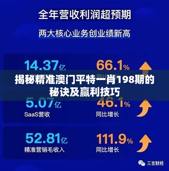 揭秘精准澳门平特一肖198期的秘诀及赢利技巧