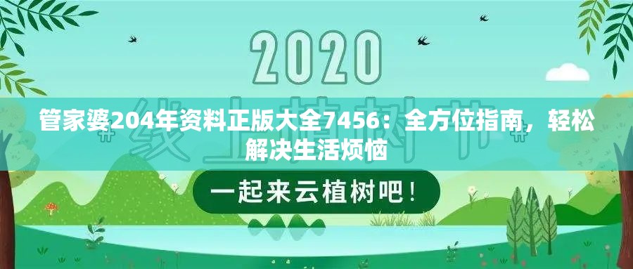 管家婆204年资料正版大全7456：全方位指南，轻松解决生活烦恼