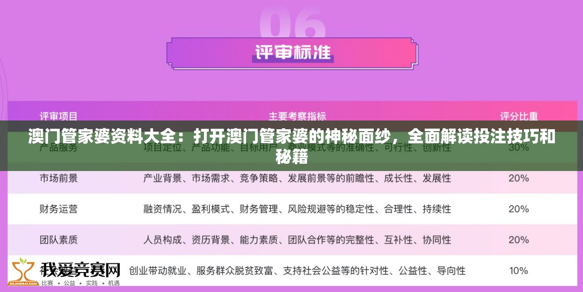 澳门管家婆资料大全：打开澳门管家婆的神秘面纱，全面解读投注技巧和秘籍