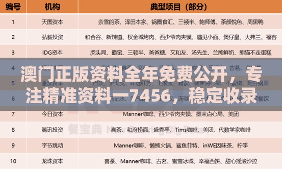 澳门正版资料全年免费公开，专注精准资料一7456，稳定收录的数据让您信心满满