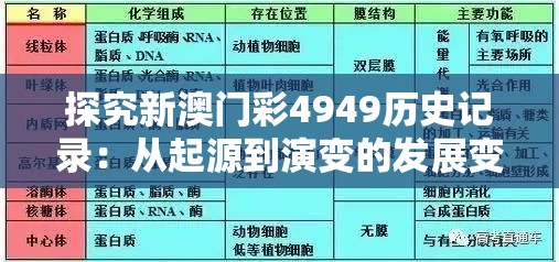 探究新澳门彩4949历史记录：从起源到演变的发展变迁详解