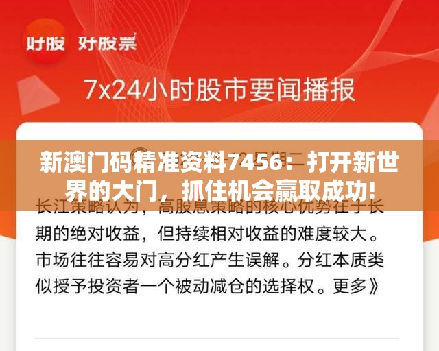 新澳门码精准资料7456：打开新世界的大门，抓住机会赢取成功!