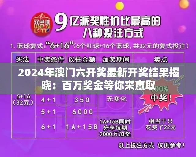 2024年澳门六开奖最新开奖结果揭晓：百万奖金等你来赢取