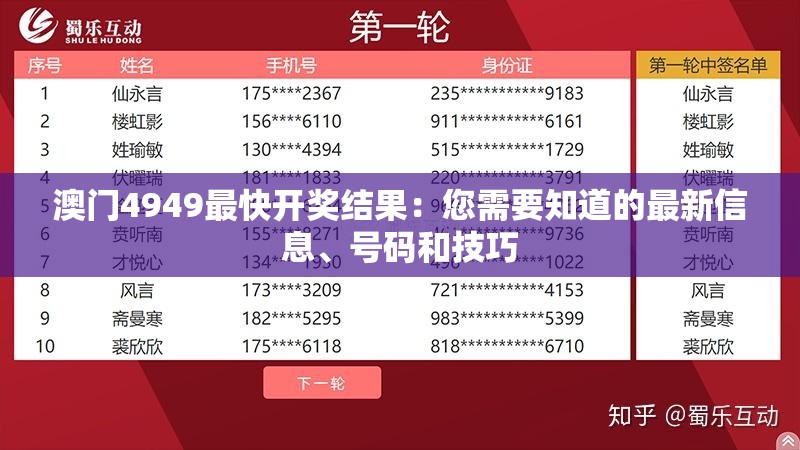 澳门4949最快开奖结果：您需要知道的最新信息、号码和技巧
