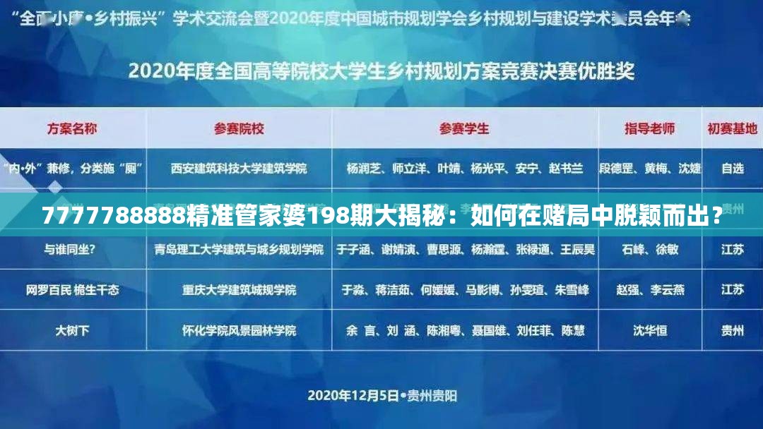 7777788888精准管家婆198期大揭秘：如何在赌局中脱颖而出？