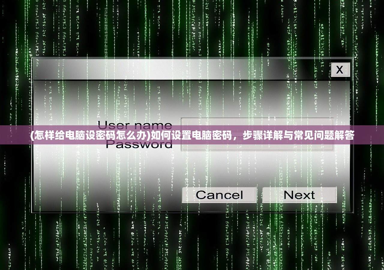 (怎样给电脑设密码怎么办)如何设置电脑密码，步骤详解与常见问题解答